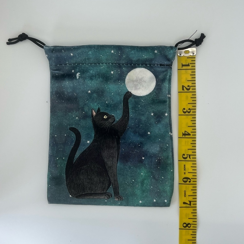 4/$20 🦋 Cat and Moon Soft Drawstring Pouch Tarot Cards Jewelry - Picture 4 of 5